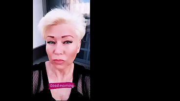 Very close-up shots of a mature slut’s pussy with purple hair and other parts of her slutty body…))