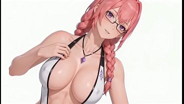 Yanagi squeezing her tits